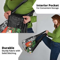 Polynesian Grocery Bag Tropical Santa - Plumeria Black Vintage