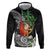 Polynesian Hoodie Tropical Santa - Plumeria Black Vintage