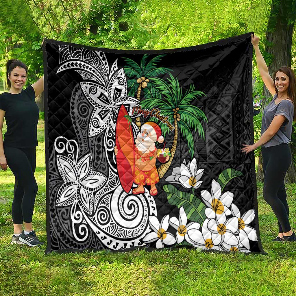 Polynesian Quilt Tropical Santa - Plumeria Black Vintage LT7 - Polynesian Pride