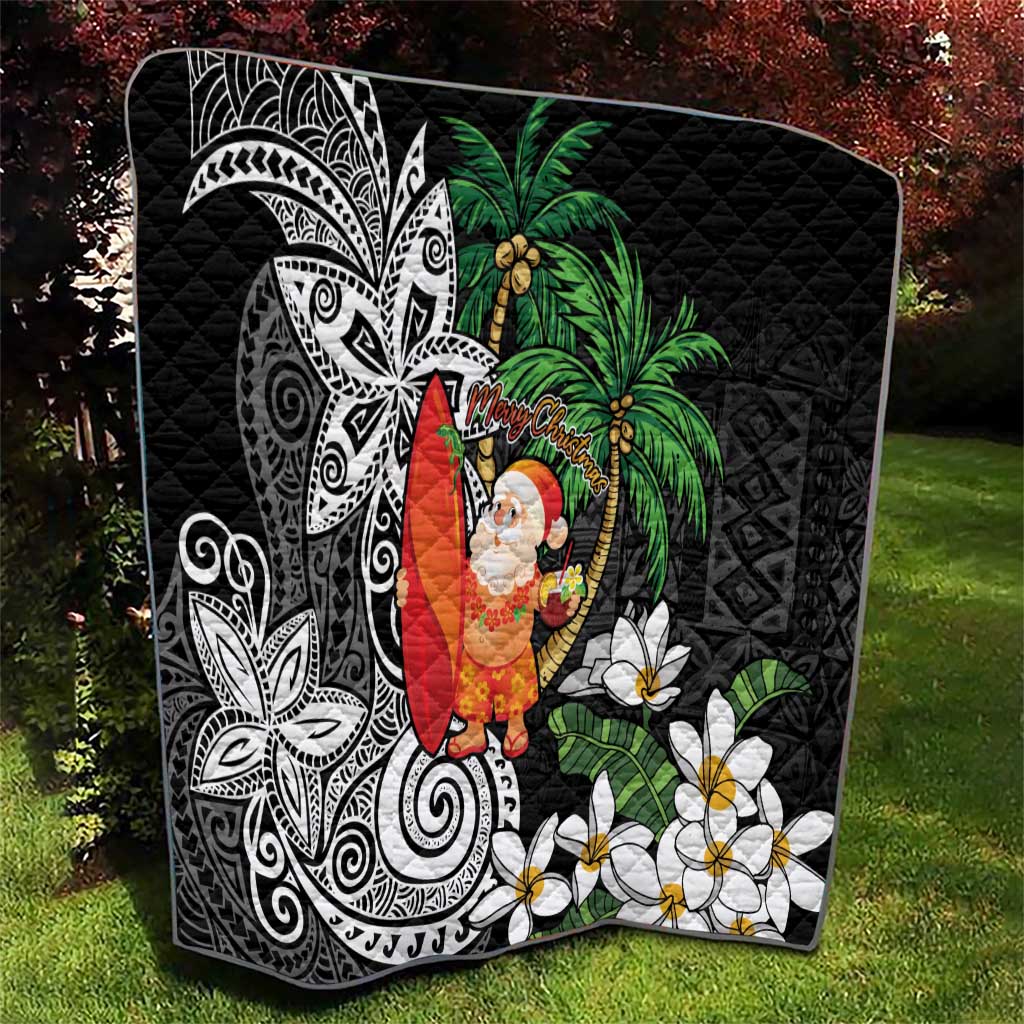 Polynesian Quilt Tropical Santa - Plumeria Black Vintage LT7 - Polynesian Pride