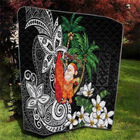 Polynesian Quilt Tropical Santa - Plumeria Black Vintage LT7 - Polynesian Pride
