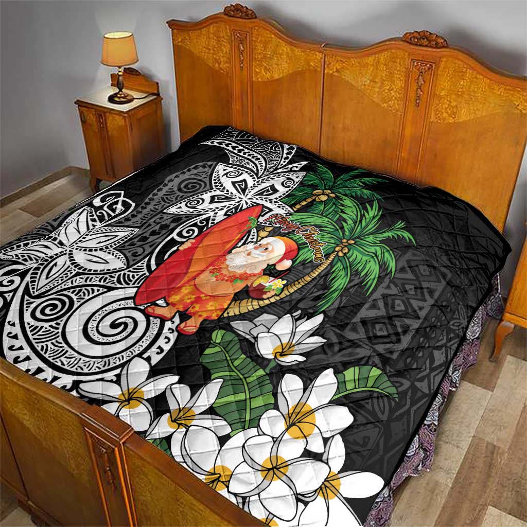 Polynesian Quilt Tropical Santa - Plumeria Black Vintage LT7 - Polynesian Pride