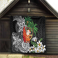 Polynesian Quilt Tropical Santa - Plumeria Black Vintage LT7 - Polynesian Pride