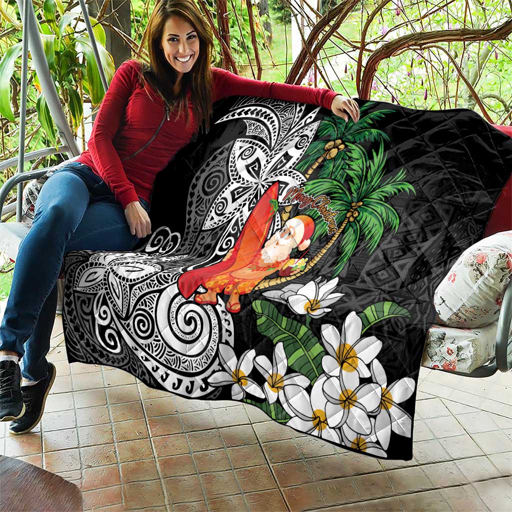 Polynesian Quilt Tropical Santa - Plumeria Black Vintage LT7 - Polynesian Pride