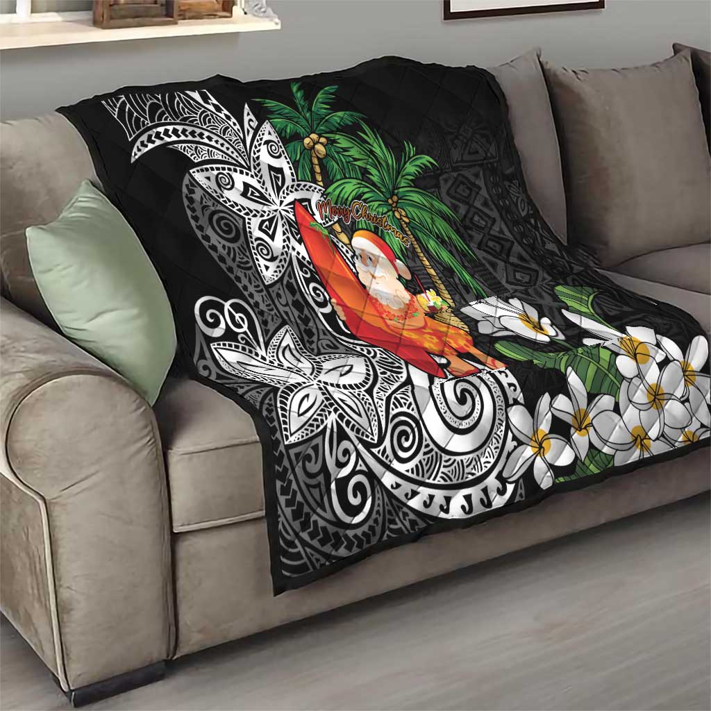 Polynesian Quilt Tropical Santa - Plumeria Black Vintage LT7 - Polynesian Pride