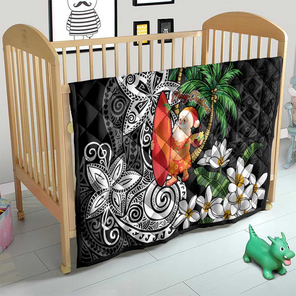 Polynesian Quilt Tropical Santa - Plumeria Black Vintage LT7 - Polynesian Pride