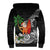 Polynesian Sherpa Hoodie Tropical Santa - Plumeria Black Vintage