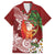 Polynesian Hawaiian Shirt Tropical Santa - Plumeria Red Vintage