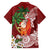 Polynesian Hawaiian Shirt Tropical Santa - Plumeria Red Vintage