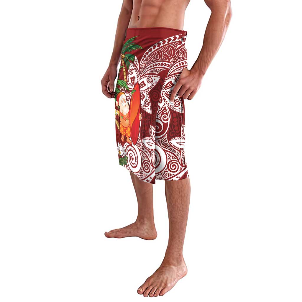 Polynesian Lavalava Tropical Santa - Plumeria Red Vintage