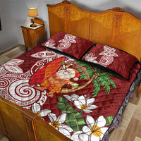 Polynesian Quilt Bed Set Tropical Santa - Plumeria Red Vintage