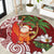 Polynesian Round Carpet Tropical Santa - Plumeria Red Vintage