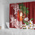 Polynesian Shower Curtain Tropical Santa - Plumeria Red Vintage