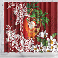 Polynesian Shower Curtain Tropical Santa - Plumeria Red Vintage LT7 - Polynesian Pride