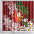 Polynesian Shower Curtain Tropical Santa - Plumeria Red Vintage