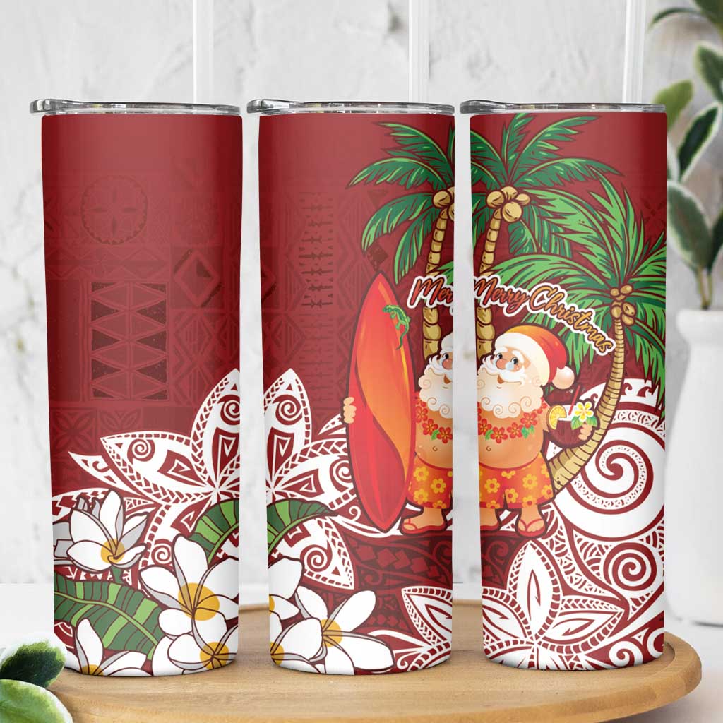 Polynesian Skinny Tumbler Tropical Santa - Plumeria Red Vintage LT7 - Polynesian Pride