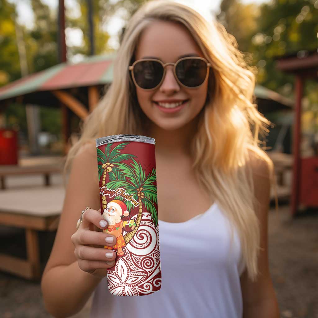 Polynesian Skinny Tumbler Tropical Santa - Plumeria Red Vintage LT7 - Polynesian Pride