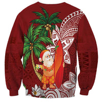 Polynesian Sweatshirt Tropical Santa - Plumeria Red Vintage