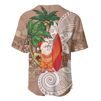 Polynesian Baseball Jersey Tropical Santa - Plumeria Beige Vintage LT7 - Polynesian Pride