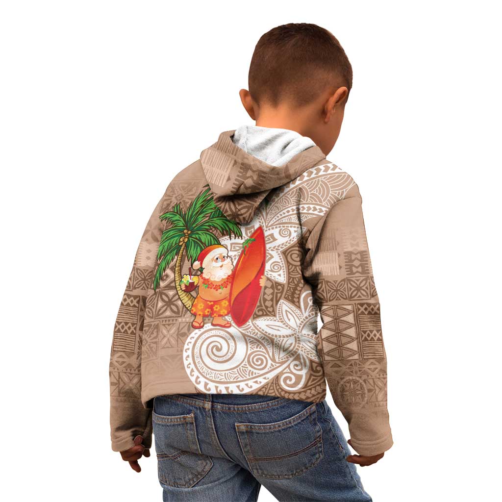 Polynesian Kid Hoodie Tropical Santa - Plumeria Beige Vintage