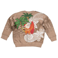 Polynesian Kid Ugly Christmas Sweater Tropical Santa - Plumeria Beige Vintage