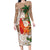 Polynesian Long Sleeve Bodycon Dress Tropical Santa - Plumeria Beige Vintage