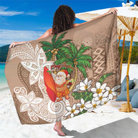 Polynesian Sarong Tropical Santa - Plumeria Beige Vintage LT7 One Size 44 x 66 inches Beige - Polynesian Pride