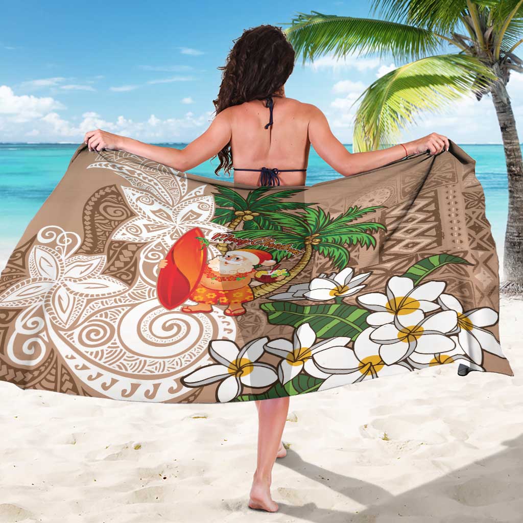 Polynesian Sarong Tropical Santa - Plumeria Beige Vintage LT7 - Polynesian Pride