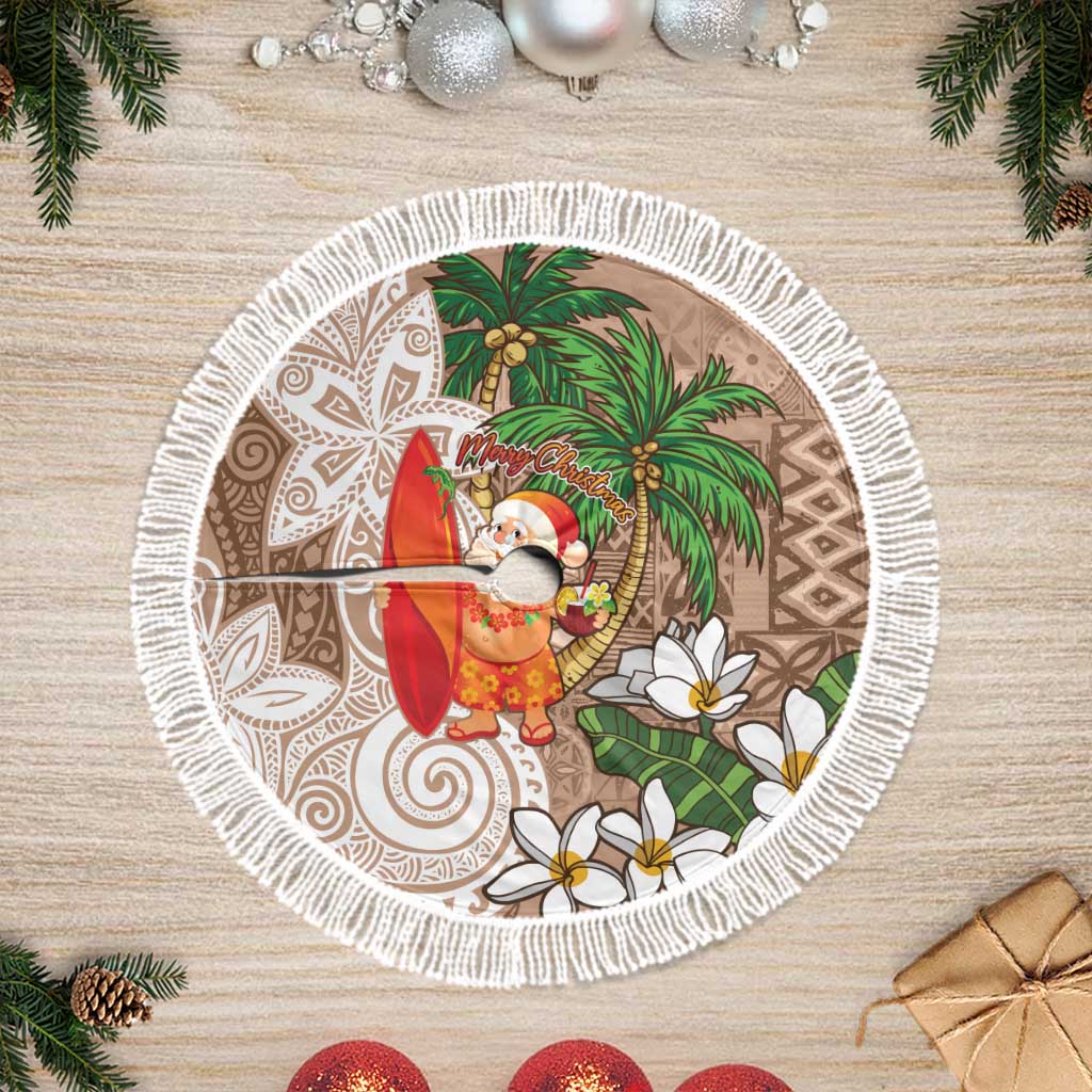 Polynesian Tree Skirt Tropical Santa - Plumeria Beige Vintage