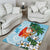 Polynesian Area Rug Tropical Santa - Plumeria Turquoise Vintage