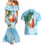 Polynesian Couples Matching Mermaid Dress and Hawaiian Shirt Tropical Santa - Plumeria Turquoise Vintage