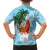 Polynesian Hawaiian Shirt Tropical Santa - Plumeria Turquoise Vintage