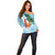 Polynesian Off Shoulder Sweater Tropical Santa - Plumeria Turquoise Vintage