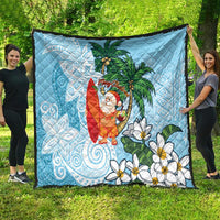 Polynesian Quilt Tropical Santa - Plumeria Turquoise Vintage LT7 - Polynesian Pride