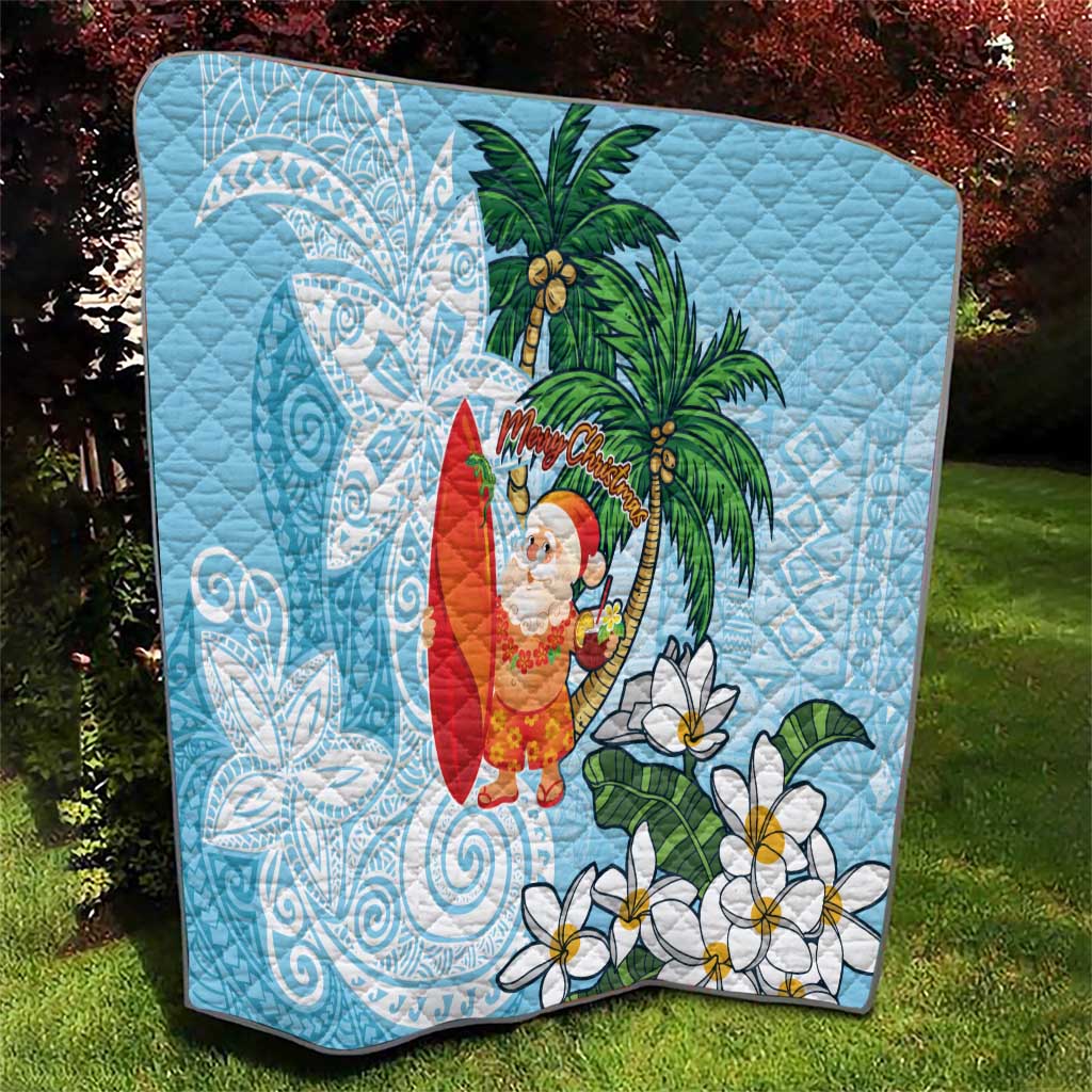 Polynesian Quilt Tropical Santa - Plumeria Turquoise Vintage LT7 - Polynesian Pride