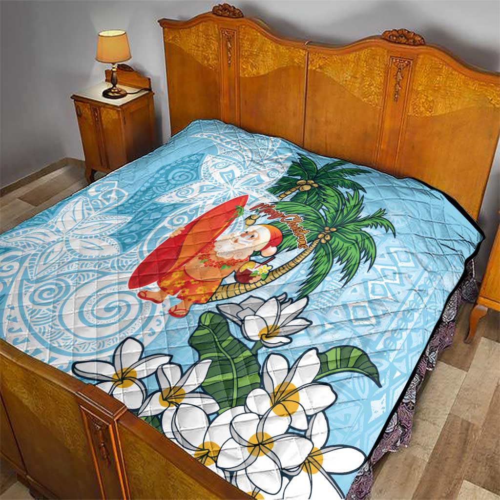 Polynesian Quilt Tropical Santa - Plumeria Turquoise Vintage LT7 - Polynesian Pride