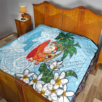 Polynesian Quilt Tropical Santa - Plumeria Turquoise Vintage LT7 - Polynesian Pride