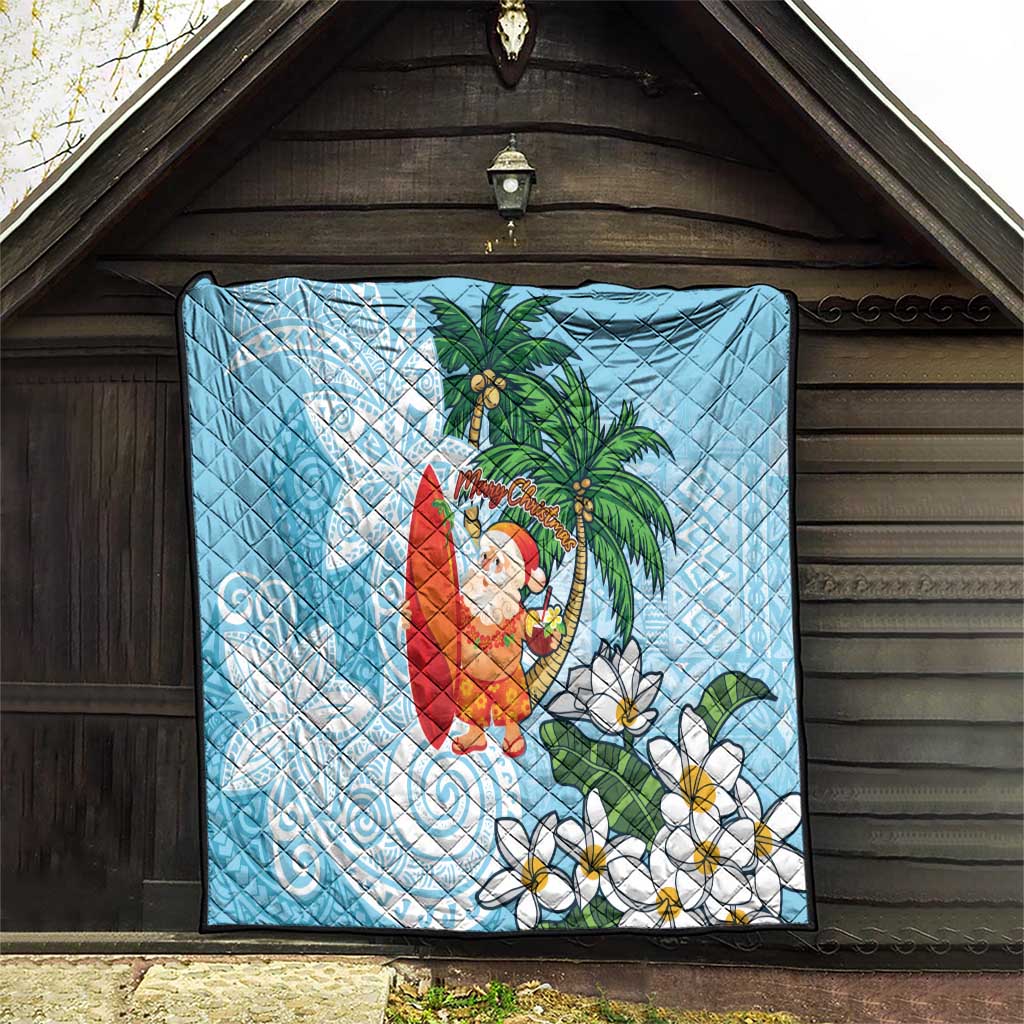 Polynesian Quilt Tropical Santa - Plumeria Turquoise Vintage LT7 - Polynesian Pride