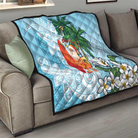 Polynesian Quilt Tropical Santa - Plumeria Turquoise Vintage LT7 - Polynesian Pride