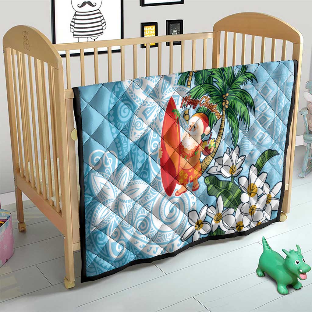 Polynesian Quilt Tropical Santa - Plumeria Turquoise Vintage LT7 - Polynesian Pride