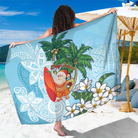 Polynesian Sarong Tropical Santa - Plumeria Turquoise Vintage LT7 One Size 44 x 66 inches Turquoise - Polynesian Pride