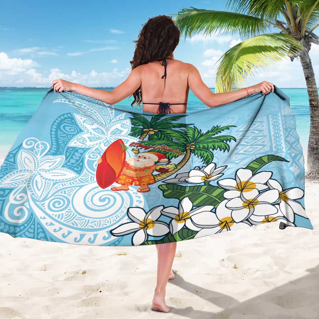 Polynesian Sarong Tropical Santa - Plumeria Turquoise Vintage LT7 - Polynesian Pride