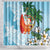 Polynesian Shower Curtain Tropical Santa - Plumeria Turquoise Vintage