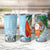 Polynesian Tumbler Cup Tropical Santa - Plumeria Turquoise Vintage