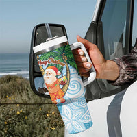 Polynesian Tumbler With Handle Tropical Santa - Plumeria Turquoise Vintage LT7 - Polynesian Pride
