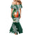 Polynesian Mermaid Dress Tropical Santa - Plumeria Green Vintage