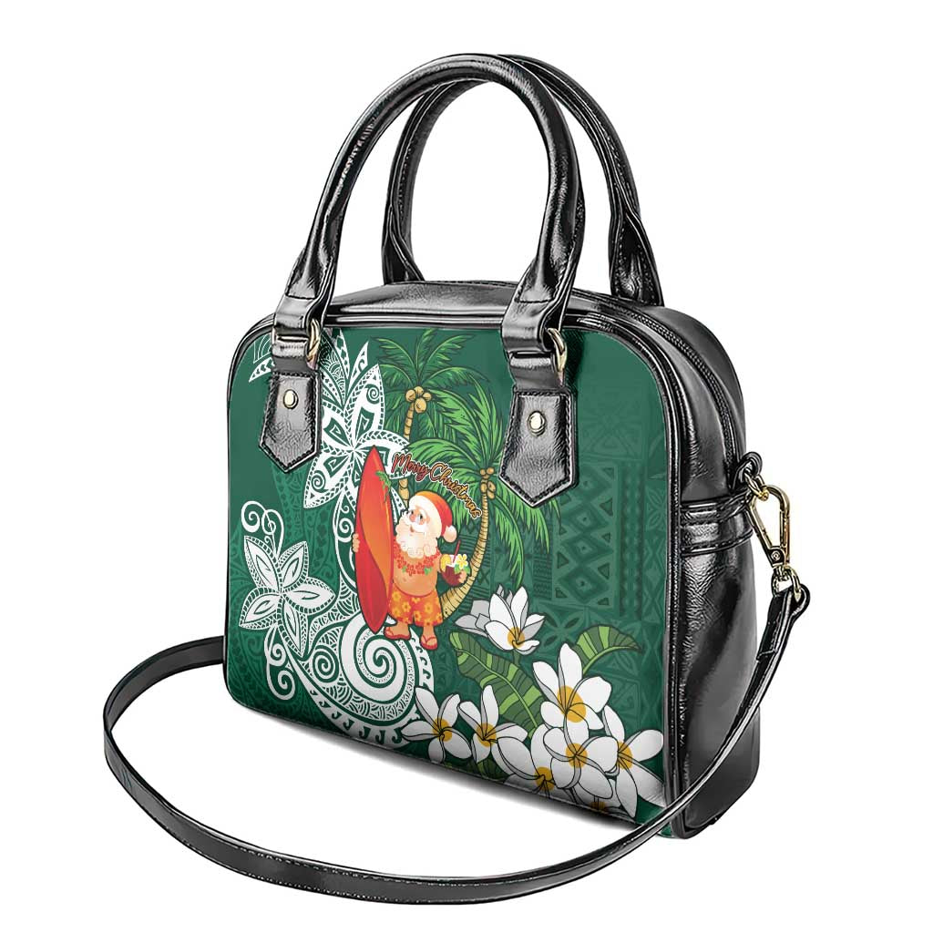 Polynesian Shoulder Handbag Tropical Santa - Plumeria Green Vintage