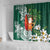 Polynesian Shower Curtain Tropical Santa - Plumeria Green Vintage