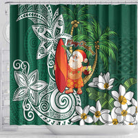 Polynesian Shower Curtain Tropical Santa - Plumeria Green Vintage LT7 - Polynesian Pride