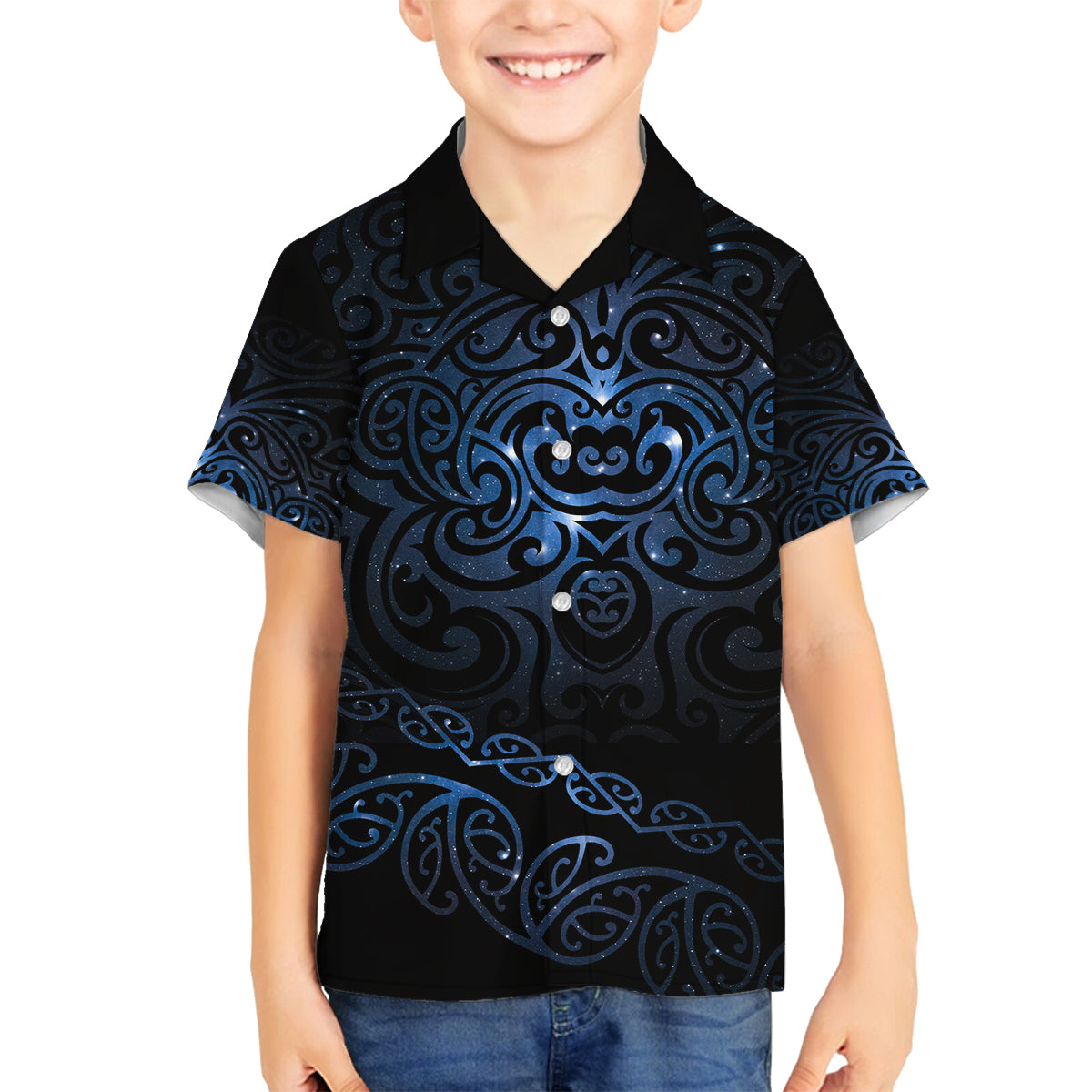 New Zealand Matariki Family Matching Long Sleeve Bodycon Dress and Hawaiian Shirt Cosmic Style LT7 Son's Shirt Galaxy - Polynesian Pride